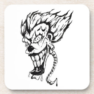 Evil clown Hard Plastic coasters set of 6