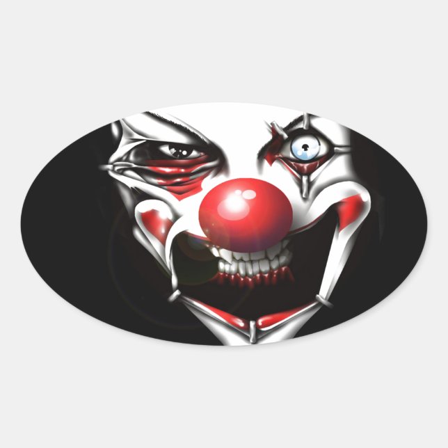 Evil Clown Oval Sticker (Front)