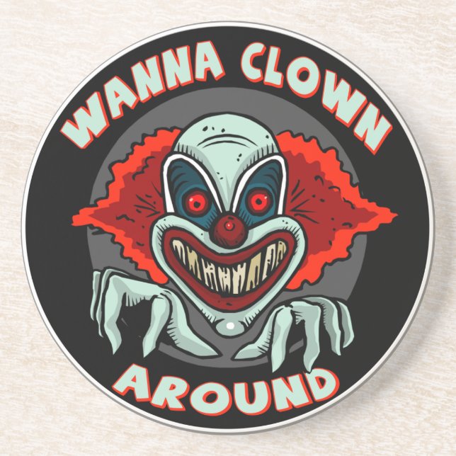 Evil Clown Sandstone Coaster (Front)