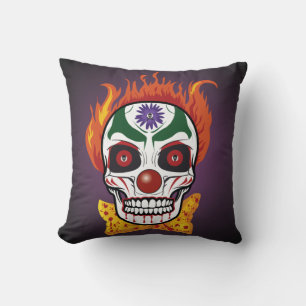 Evil Clown Skull Demon Purple Throw Pillow Decor
