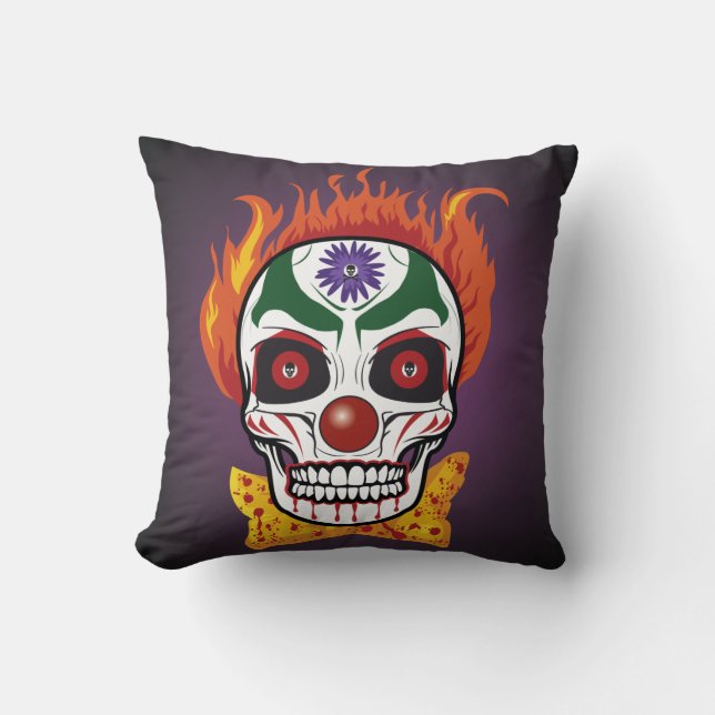 Evil Clown Skull Demon Purple Throw Pillow Decor (Front)