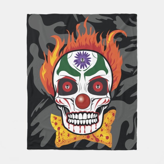 Evil Clown Skull Demon Throw Blanket Gift Idea (Front)
