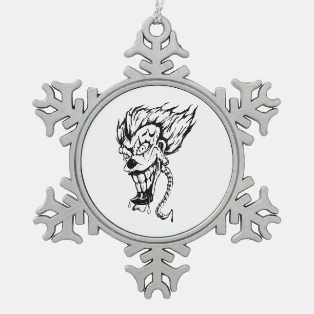 Evil clown snow flake Christmas tree ornament (Front)