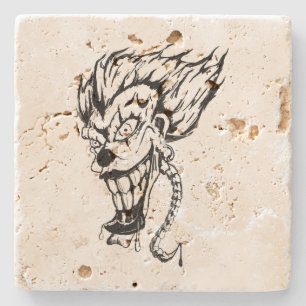 Evil clown Travertine coaster