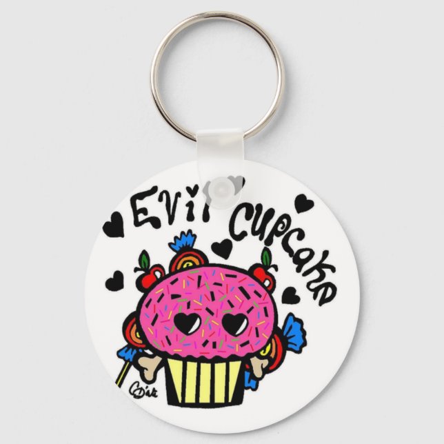evil cupcake-Keychain Key Ring (Front)