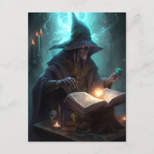 Evil Dark Wizard Mage Magical Fantasy Art Postcard