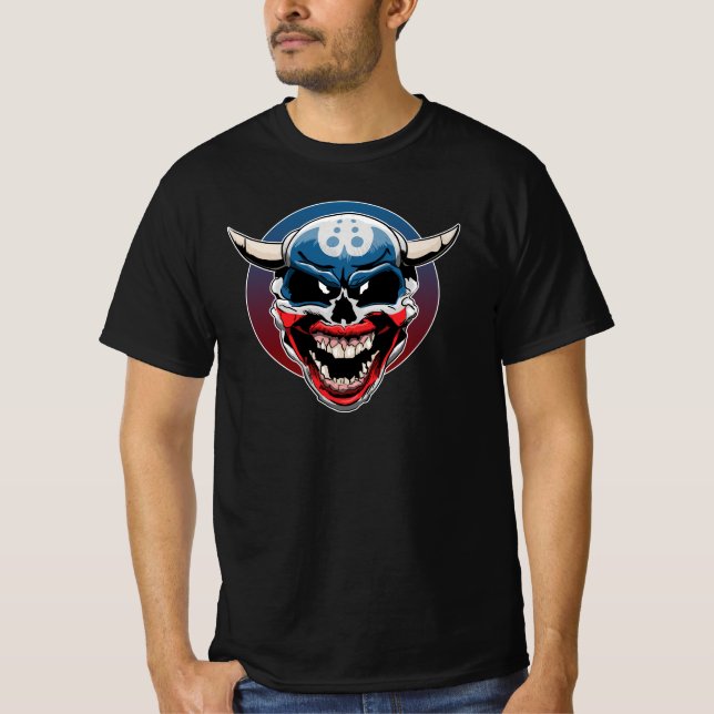 Evil Demon Clown Skull T-Shirt (Front)
