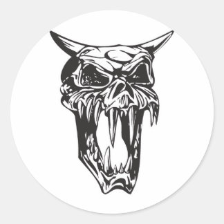 evil demon skull classic round sticker