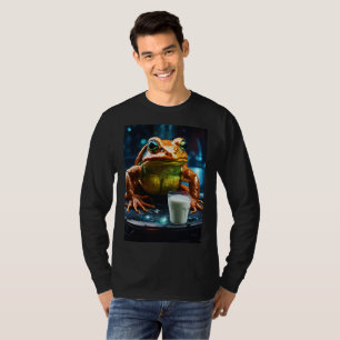 Evil Demonic Glass of Milk Above a Human Brain  T-Shirt