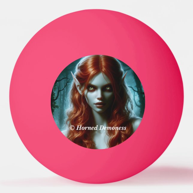Evil elf and demoness ping pong ball (Front)