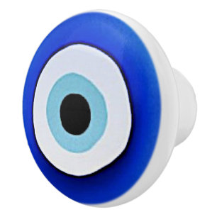 Evil Evil printed round ceramic white pull /knob