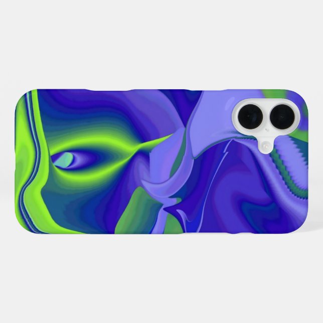Evil Eye , 3D Abstract in green blue purple iPhone Case (Back Horizontal)