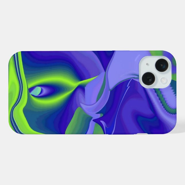 Evil Eye , 3D Abstract in green blue purple iPhone Case (Back Horizontal)