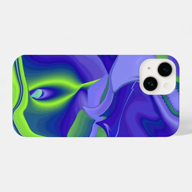 Evil Eye , 3D Abstract in green blue purple iPhone Case (Back Horizontal)
