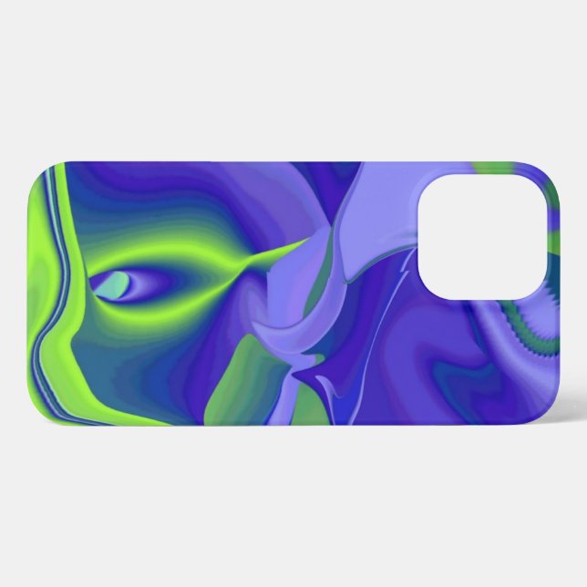 Evil Eye , 3D Abstract in green blue purple iPhone Case (Back Horizontal)