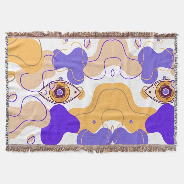 EVIL EYE ABSTRACT ART THROW BLANKET (Front)