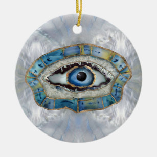 Evil Eye Amulet Geodes and Crystals Ceramic Ornament