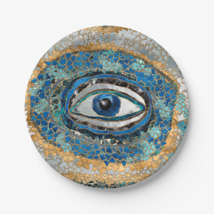 Evil Eye Amulet Geodes and Crystals Paper Plate