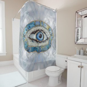 Evil Eye Amulet Geodes and Crystals Shower Curtain