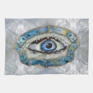 Evil Eye Amulet Geodes and Crystals Tea Towel