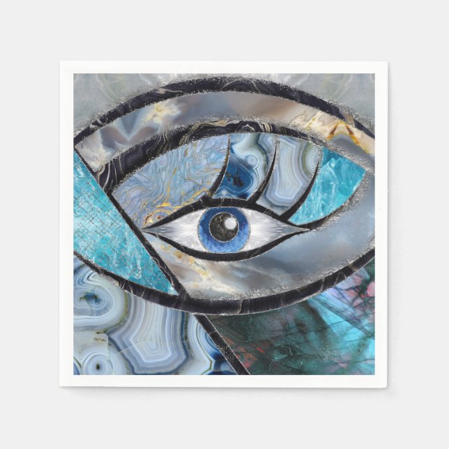 Evil Eye Amulet Mineral Textures Collage Napkin (Front)