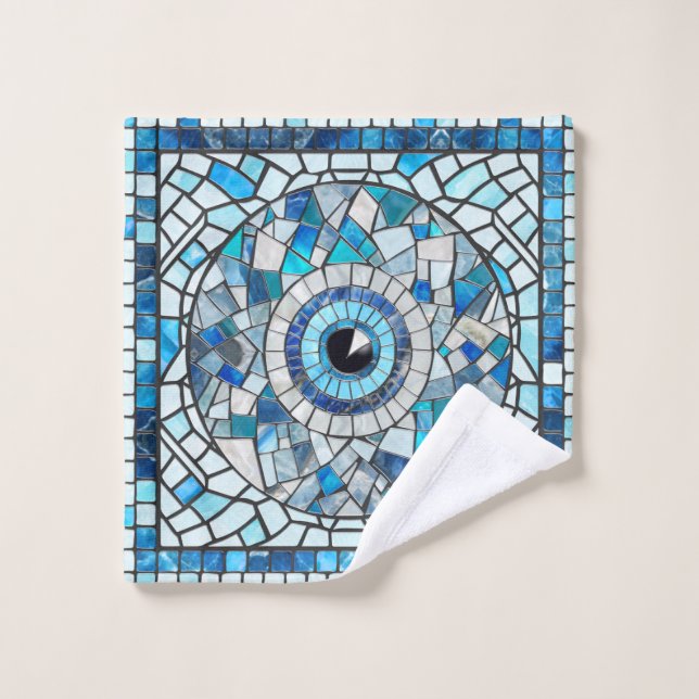 Evil Eye Amulet Mosaic Art Bath Towel Set (Wash Cloth)