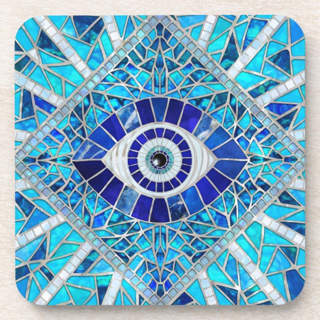 Evil Eye Amulet Mosaic Art Coaster (Front)