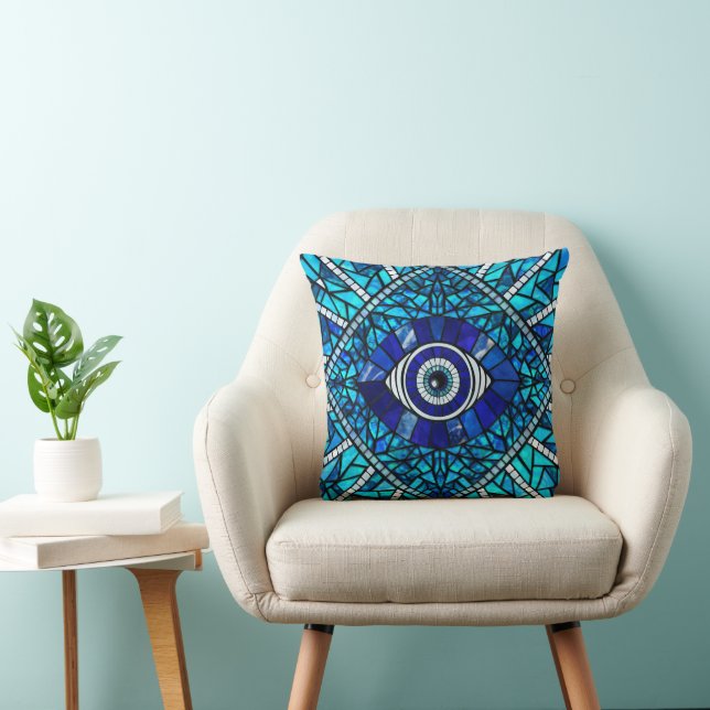 Evil Eye Amulet Mosaic Art Cushion (Chair)