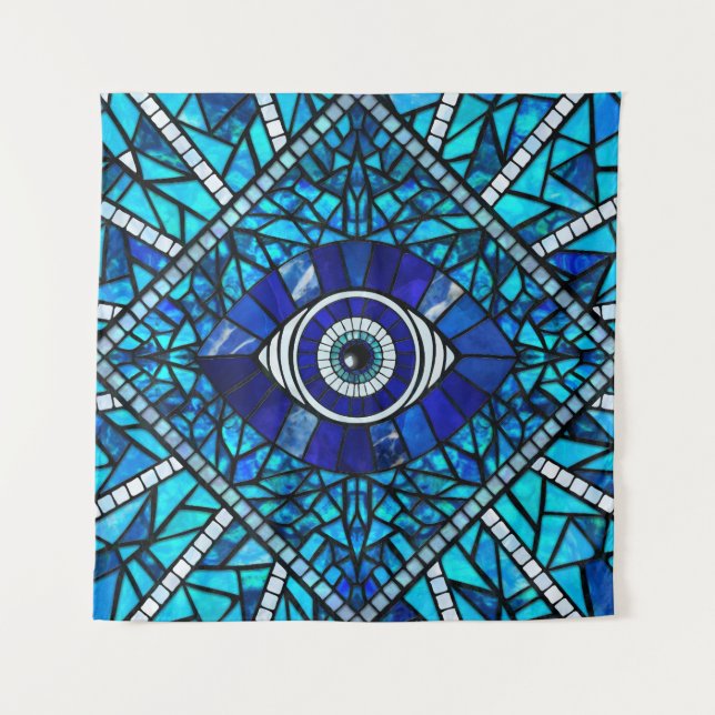 Evil Eye Amulet Mosaic Art Tapestry (Front)