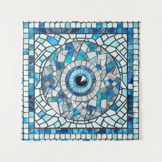 Evil Eye Amulet Mosaic Art Tapestry (Front)