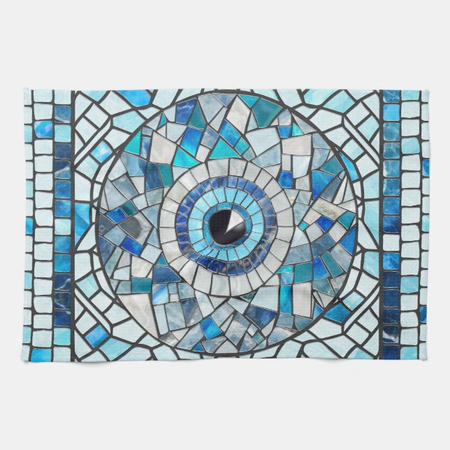 Evil Eye Amulet Mosaic Art Tea Towel (Horizontal)