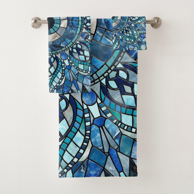 Evil Eye Amulet Mosaic Mandala Art Bath Towel Set (Insitu)