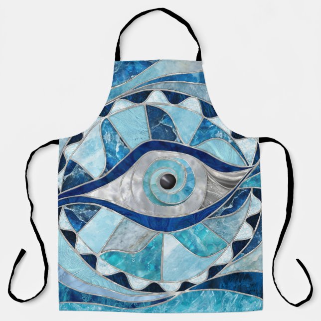 Evil Eye Amulet Mosaic Mineral Textures Apron (Front)