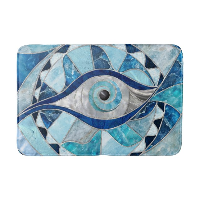 Evil Eye Amulet Mosaic Mineral Textures Bath Mat (Front)