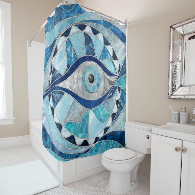 Evil Eye Amulet Mosaic Mineral Textures Shower Curtain (In Situ)