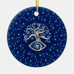 Evil Eye Amulet Tree Ceramic Ornament
