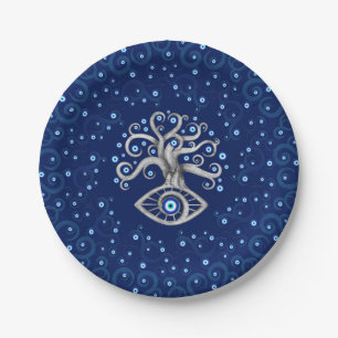 Evil Eye Amulet Tree Paper Plate