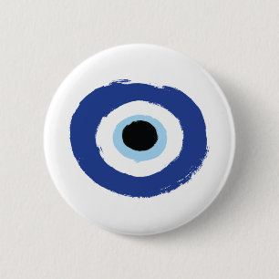 Evil Eye Artistic Blue Greek 6 Cm Round Badge