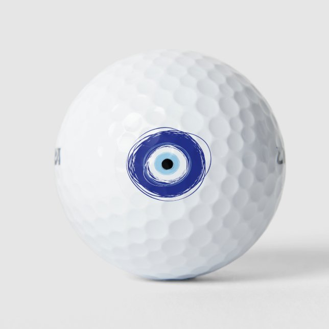 Evil Eye Artistic Blue Greek Golf Balls (Front)