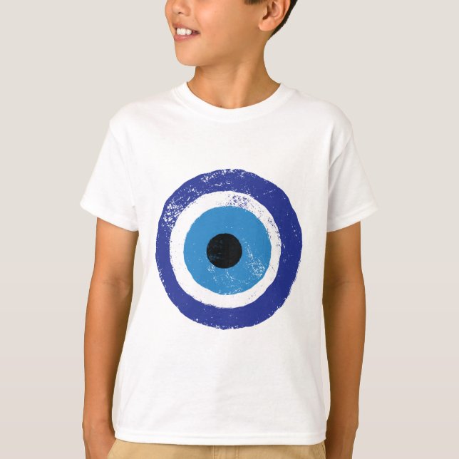 Evil Eye Artistic Blue Greek T-Shirt (Front)
