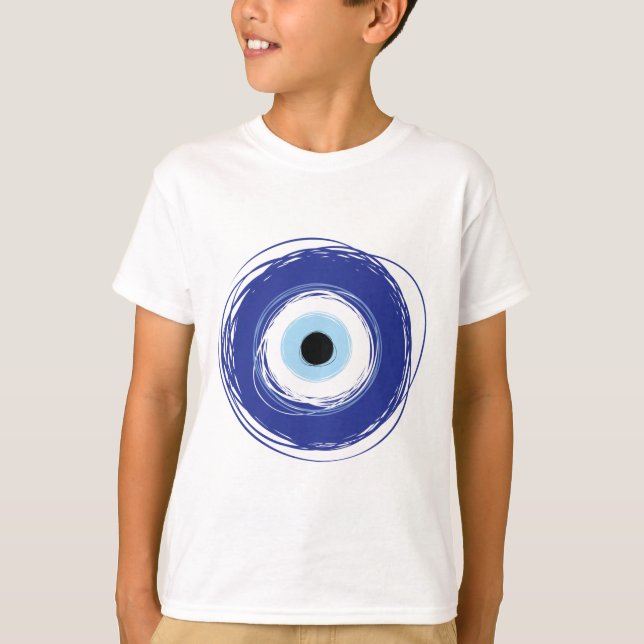 Evil Eye Artistic Blue Greek T-Shirt (Front)