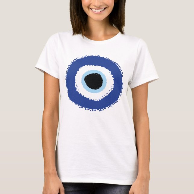 Evil Eye Artistic Blue Greek T-Shirt (Front)
