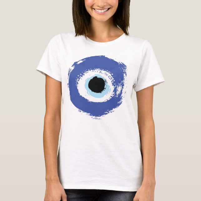 Evil Eye Artistic Blue Greek T-Shirt (Front)