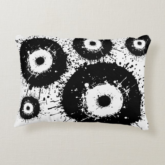 Evil eye black and white decorative cushion (Back)