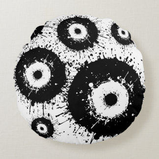 Evil eye black and white round cushion