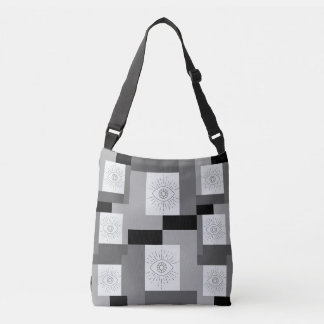 Evil eye Black, White and Grey graphic design Crossbody Bag