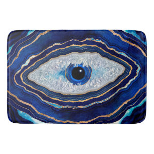 Evil Eye Blue Agate Geode Ditital Art Bath Mat