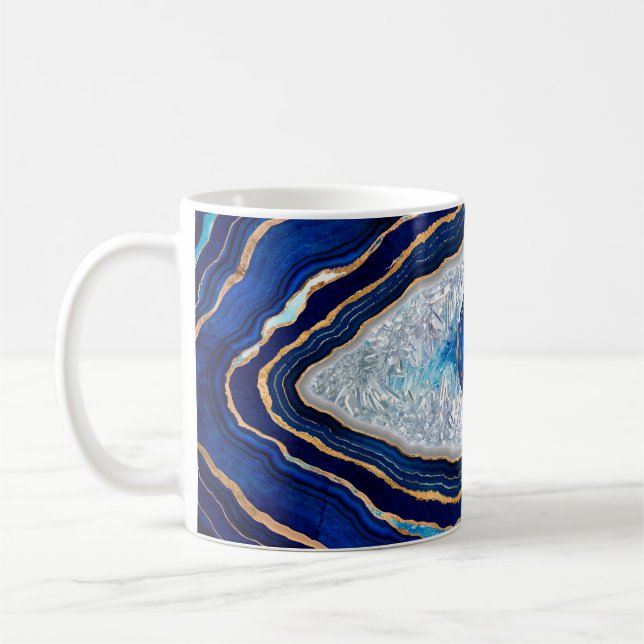 Evil Eye Blue Agate Geode Ditital Art Coffee Mug (Left)