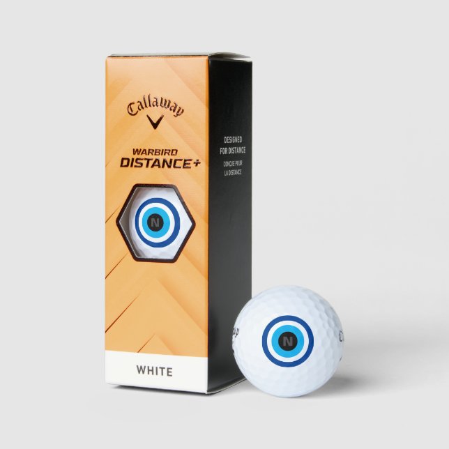 Evil Eye Blue Mati custom monogram golf balls (Packaging)