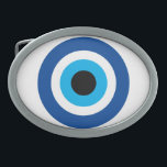 Evil Eye Blue Mati Greek luck & protection symbol Belt Buckle<br><div class="desc">Evil Eye Blue Mati Greek luck & protection symbol Belt buckle. Blue Mati Greek / Turkish nazar icon for protection and good luck. Personalise with custom text.</div>